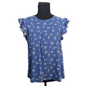LOFT Blue Floral Blouse